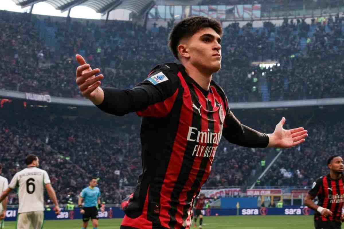 Davide Bartesaghi esulta dopo un gol con il Milan